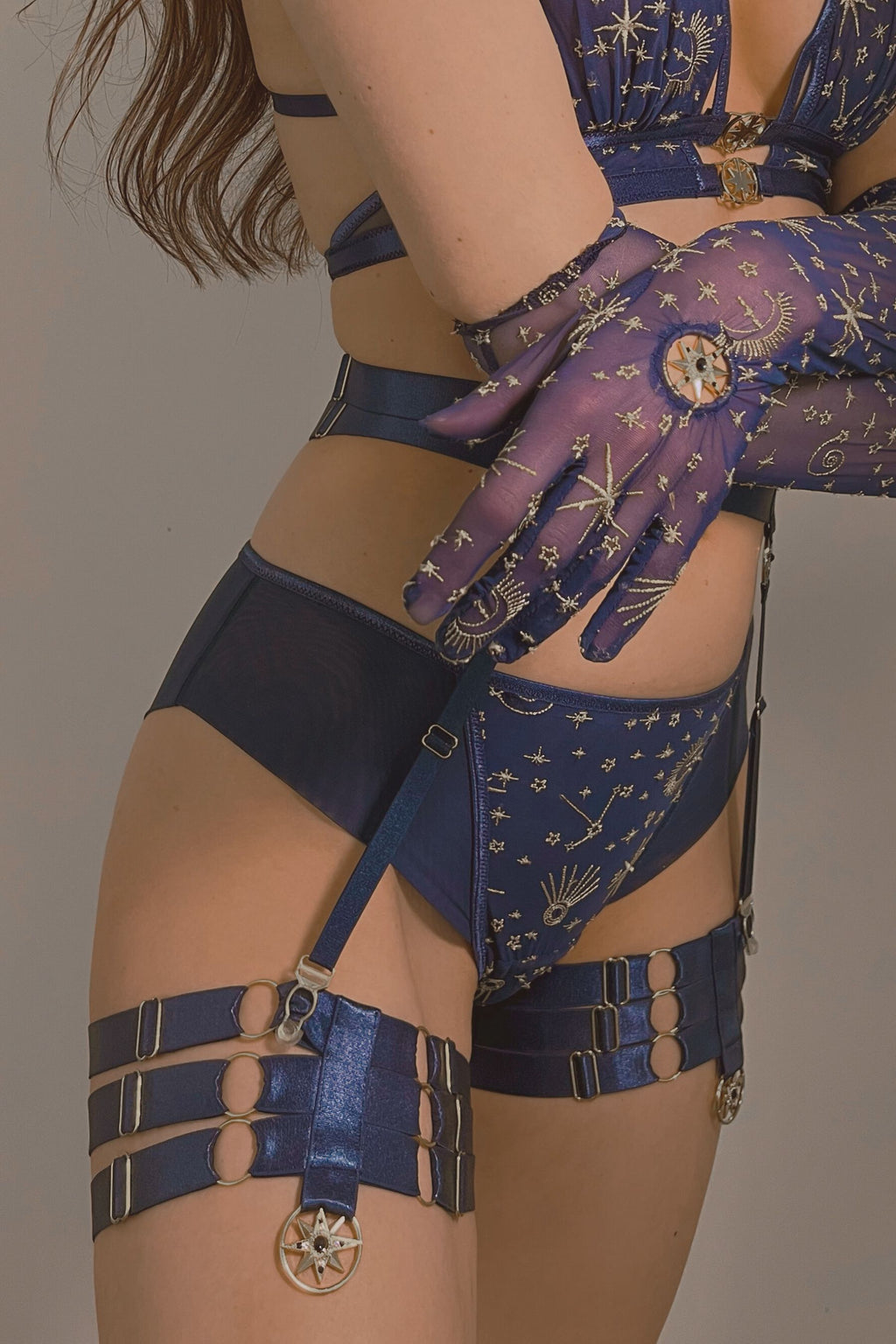 thigh garter belt Emery Liquid Satin & Chain Thigh Garter Belt main image 1