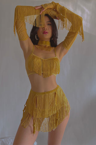 Zazzy Zelda long gloves in Gold - Empress Mimi