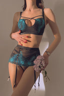 Majestic Peacock Suspender Belt - Empress Mimi